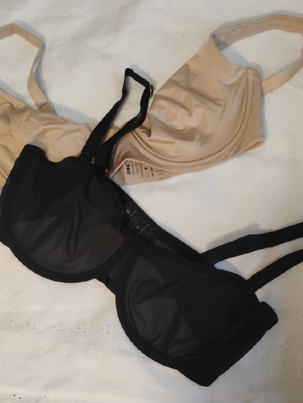 CUUP Nude and Black Mesh Everyday Support Bras - 2-Pack
